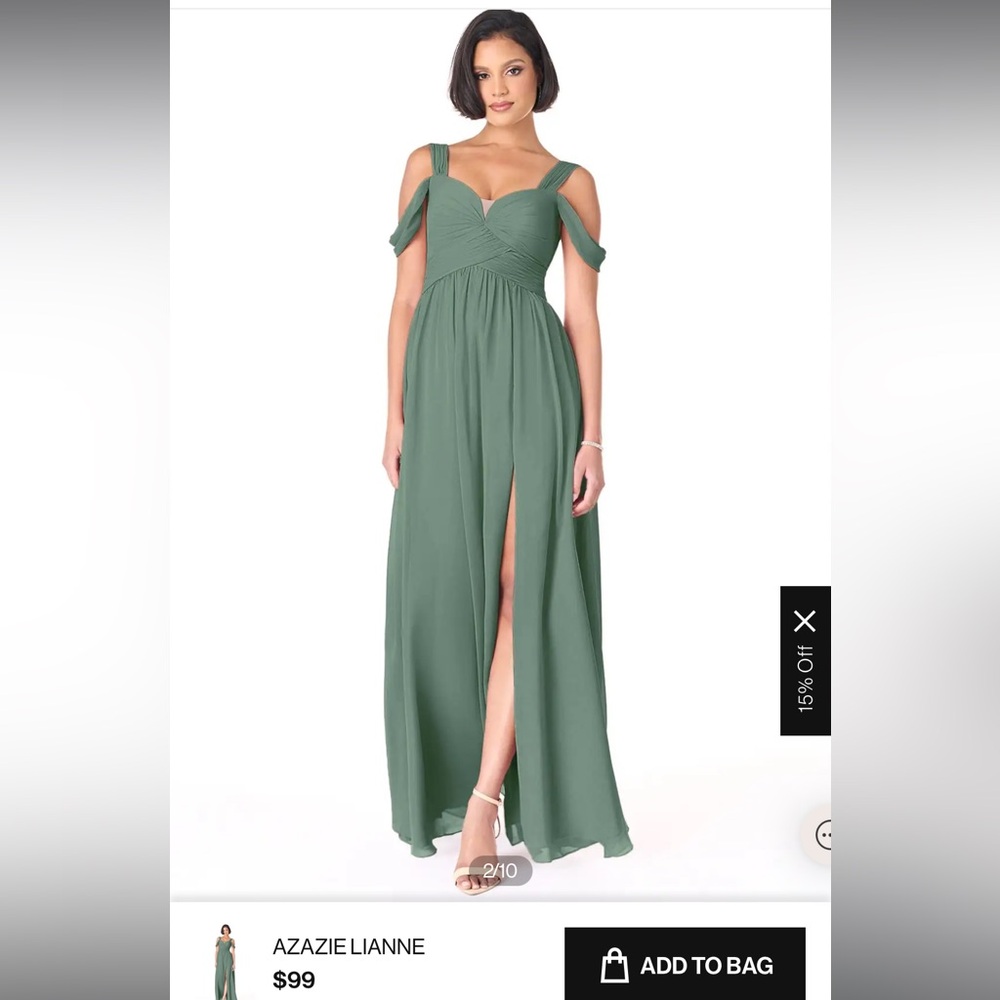 Azazie Eucalyptus chiffon dress size A4